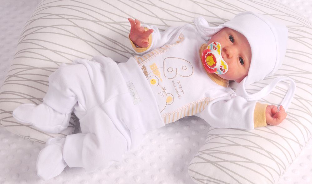 Frühchen und 3Tlg. Baby Hose Hose Body für Neugeborene & Body und La Bortini Mütze Anzug