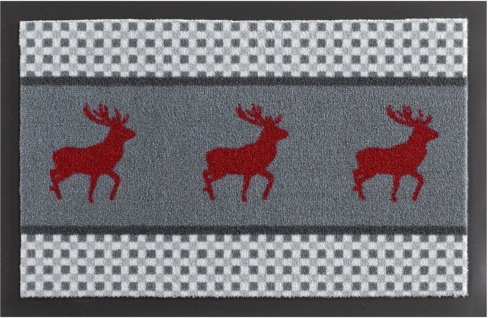 Fußmatte Hirsch Deer, HANSE Home, rechteckig, Höhe: 7 mm, In- & Outdoor,  Rutschfest, Waschbar, Wetterfest, Flur, Weihnachten