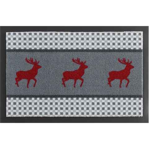 Fußmatte Hirsch Deer, HANSE Home, rechteckig, Höhe: 7 mm, In- & Outdoor, Rutschfest, Waschbar, Wetterfest, Flur, Weihnachten
