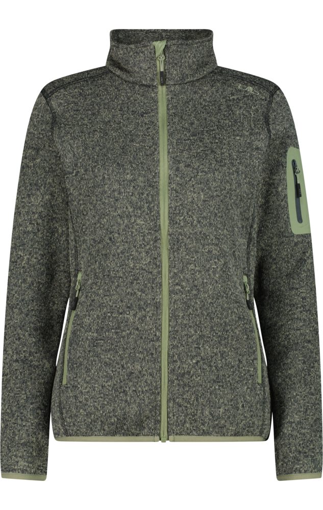 CMP Strickfleecejacke KNITTED MELANGE FLEECE WOMAN JACKET mit Reißverschluss, wasserabweisend, windabweisend, wärmeisolierend