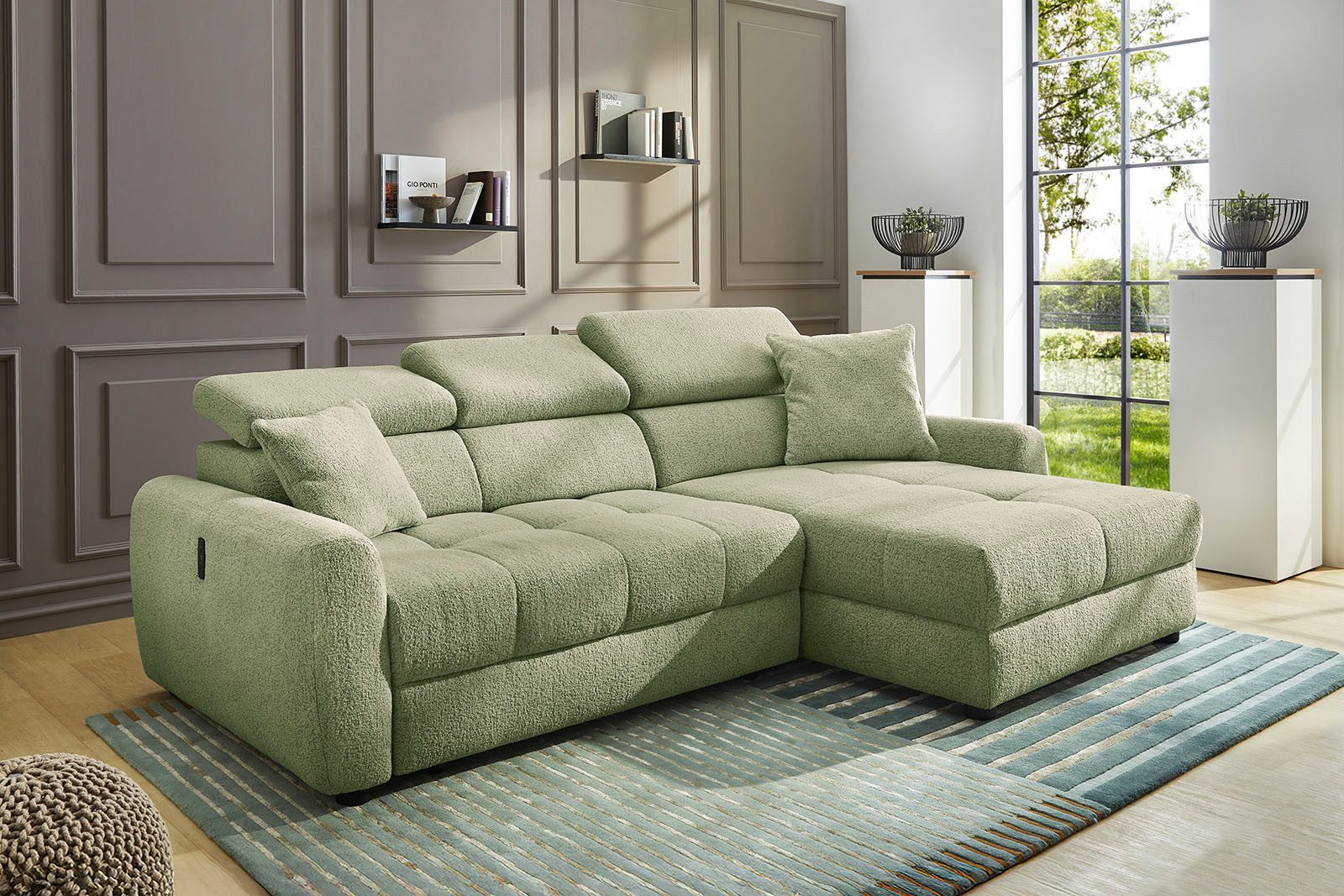 Jockenhöfer Gruppe Ecksofa Move L-Form, B: 270 cm, mit 60 cm elektr. Sitztiefenverstellung, 140kg Belastbarkeit je Sitz, Kopfteilverstellung & USB-Anschluss