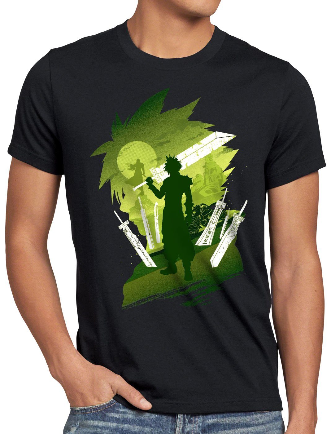 style3 Print-Shirt Herren T-Shirt Midgar Fantasy cloud chocobo sephiroth