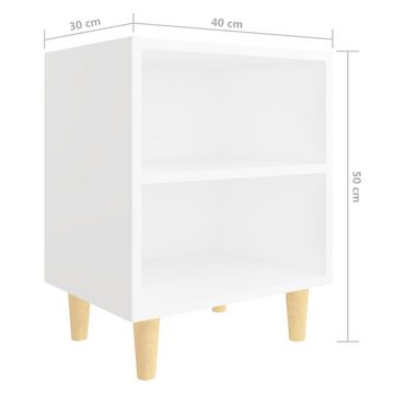 furnicato Nachttisch mit Massivholz-Beinen Weiß 40x30x50 cm