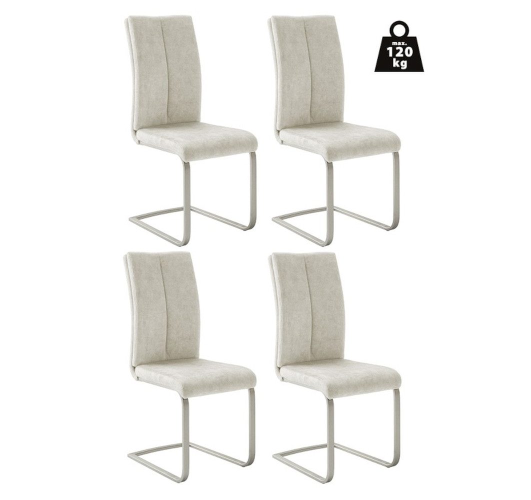 freiraum Freischwinger HUDSON, (4er-Set) mit Griff, Edelstahl, Bezug creme günstig online kaufen
