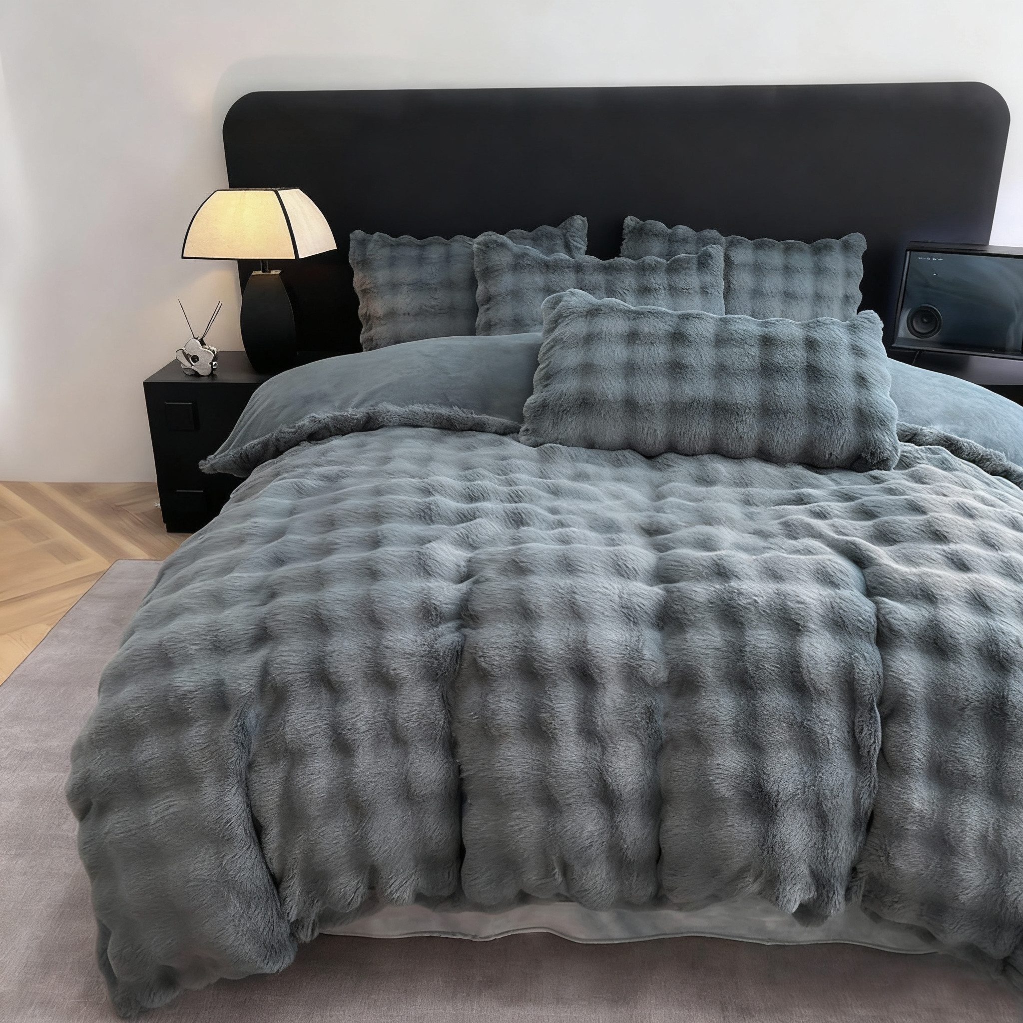 ibettertec Bettwäsche Winter Plüsch Bettwäsche 135x200 aus Flauschig Kaninchenfellimitat, Microfaser, 3 teilig, Biber Bettbezug mit Reißverschluss, Cashmere-Touch, kuschelig & weich