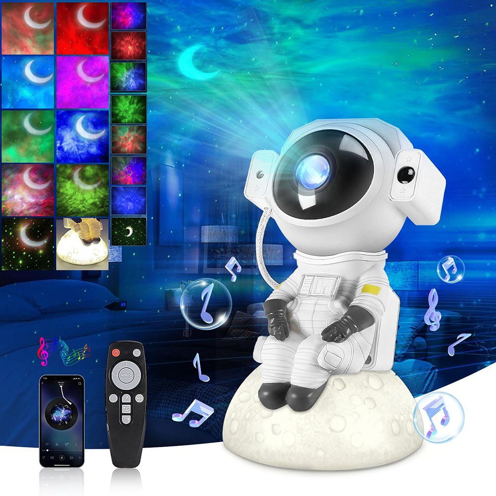 Rosnek LED Nachtlicht LED Musik Projektor,Bluetooth,Mond Stern, USB, Sternenhimmel Lampe, LED, Rot, Grün, Blau, Weiß, LED-Projektionslicht
