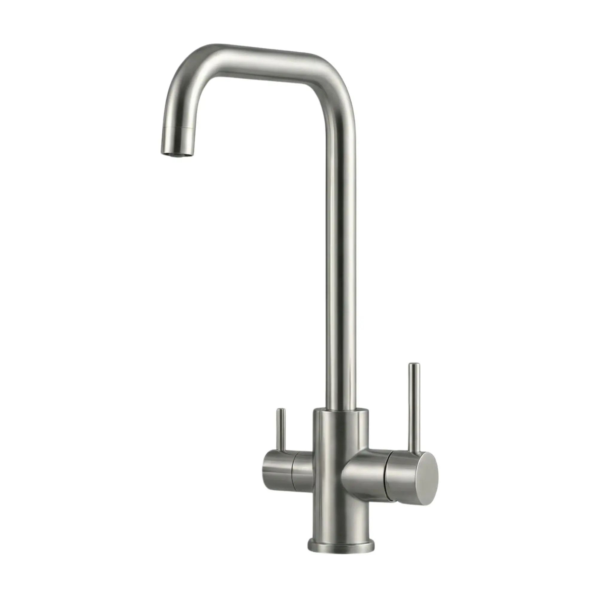 AORA Küchenarmatur AVANTGARDE 3-Wege-Wasserhahn Edelstahl massiv für Osmoseanlagen 360° drehbar, für Wasserfilter, L-, C- oder U-Auslauf wählbar