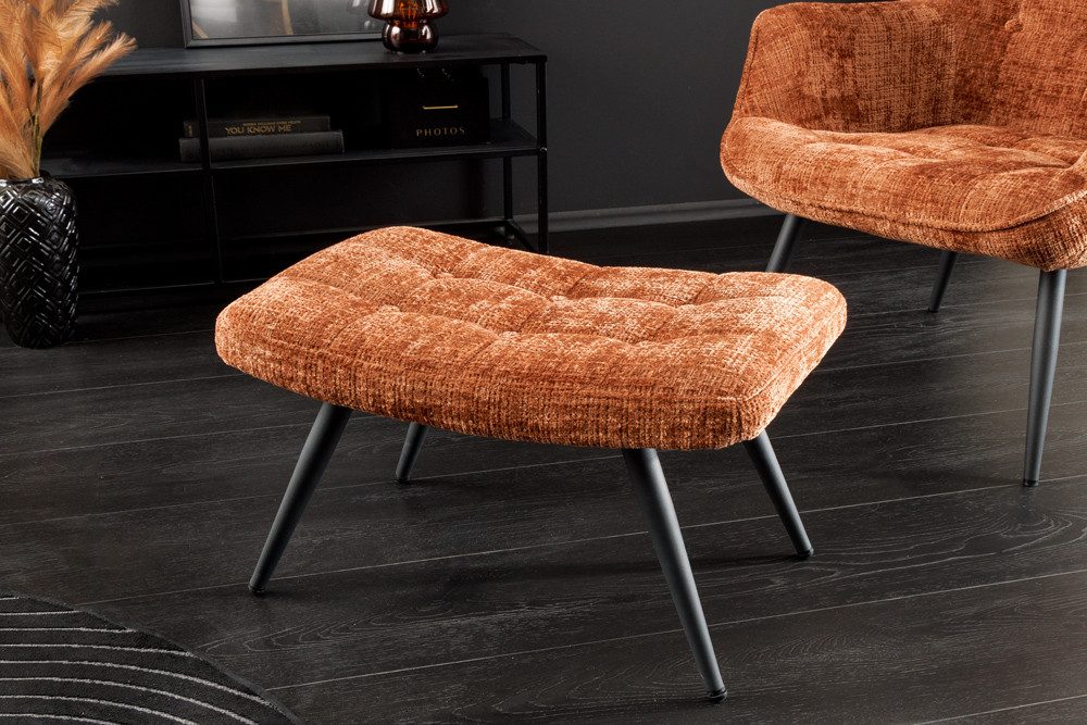 riess-ambiente Fußhocker SCANDINAVIA rostbraun/schwarz - Chenille Cremona, Metallbeine, modern (Einzelartikel, 1 St), gepolsteter Hocker - ideal für Schlaf-, Wohnzimmer, Garderobe & Sessel