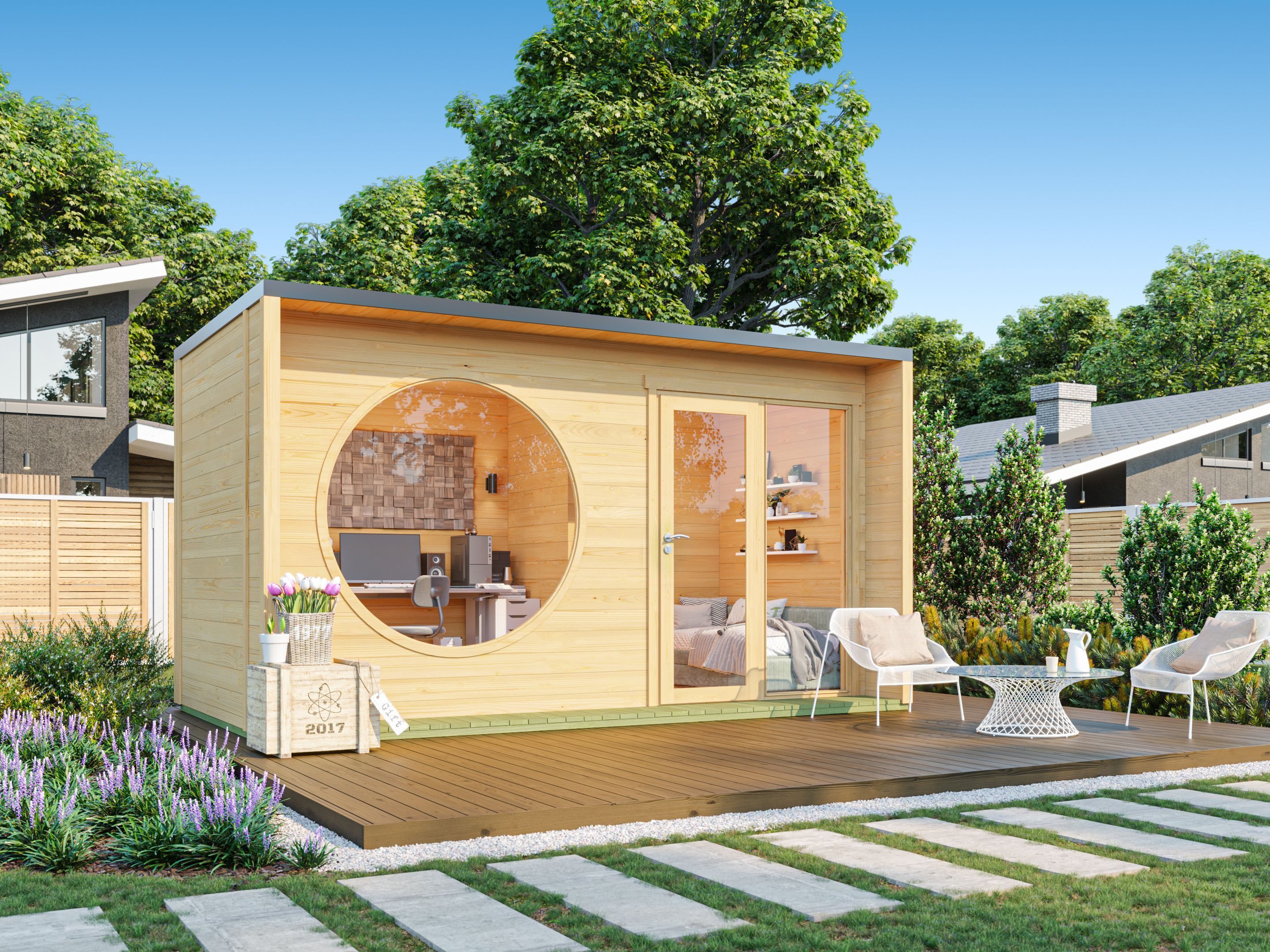 Fjordholz Gartenhaus Office Box Größe M natur