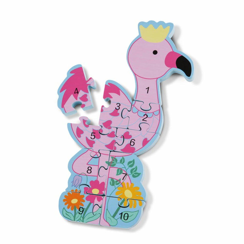 Zahlenpuzzle Konturenpuzzle Puzzleteile Nici 10 Flamingo,