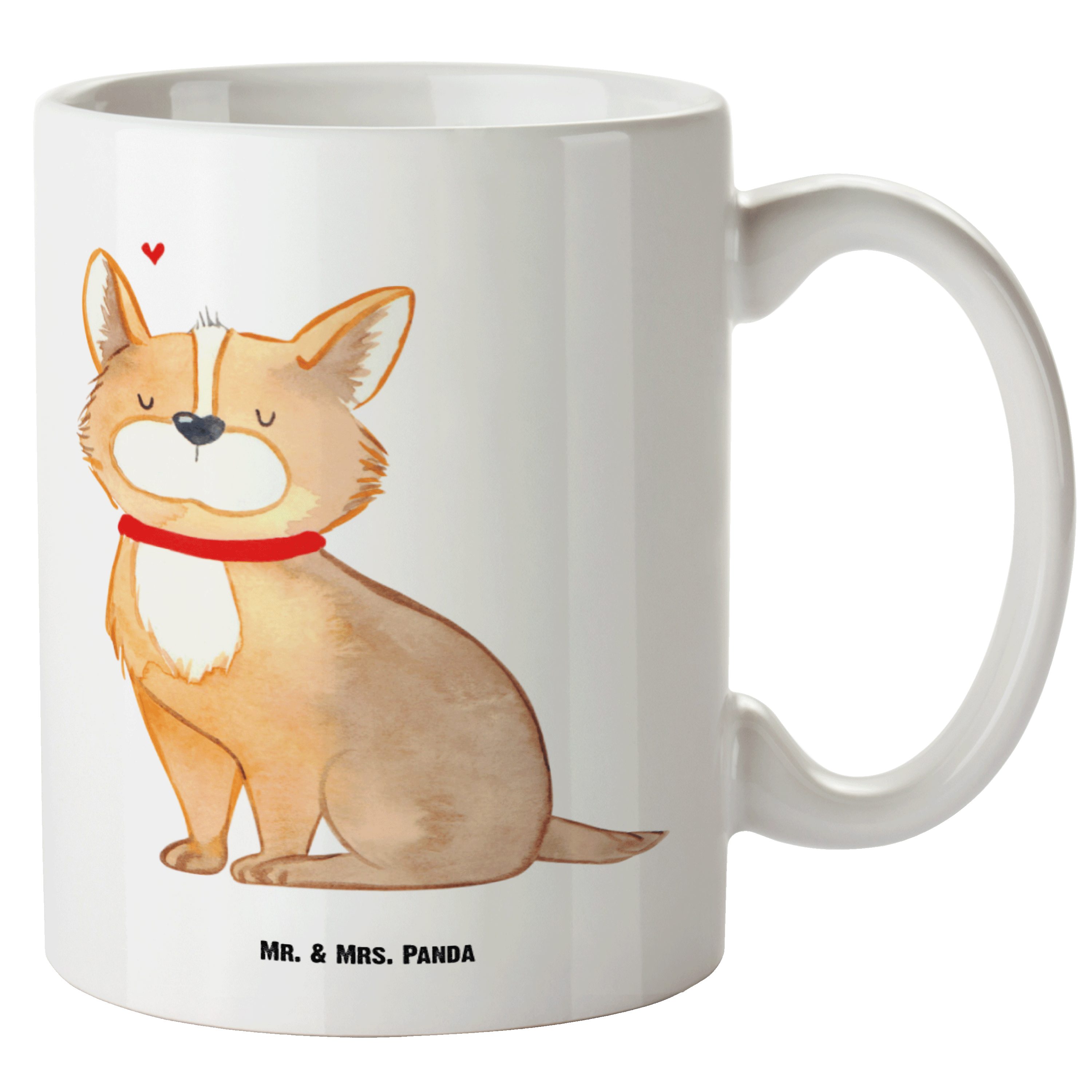 Mr. & Mrs. Panda Tasse Hundeglück - Weiß - Geschenk, Jumbo Tasse, Große Tasse, Hundemotiv, H, XL Tasse Keramik