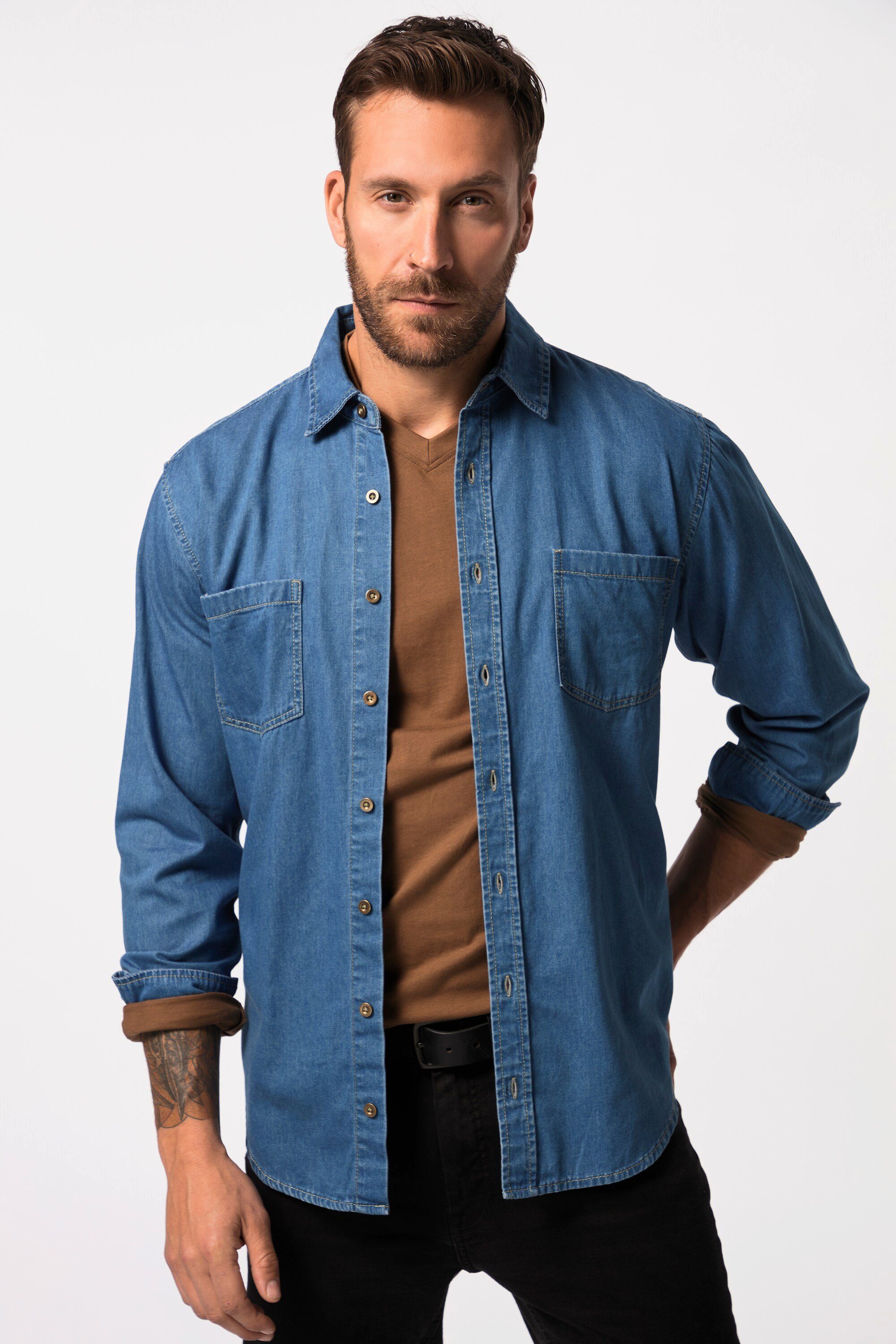 JP1880 Businesshemd Jeanshemd Langarm Kentkragen Modern günstig online kaufen