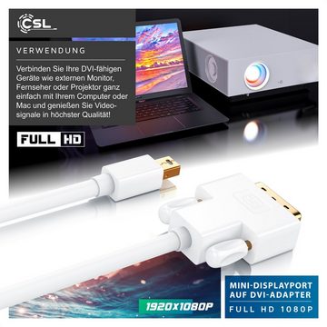 CSL Video-Kabel, Mini DisplayPort, DVI (300 cm), miniDP Monitor Adapter Kabel, für Apple, PC's & Notebooks - 3m