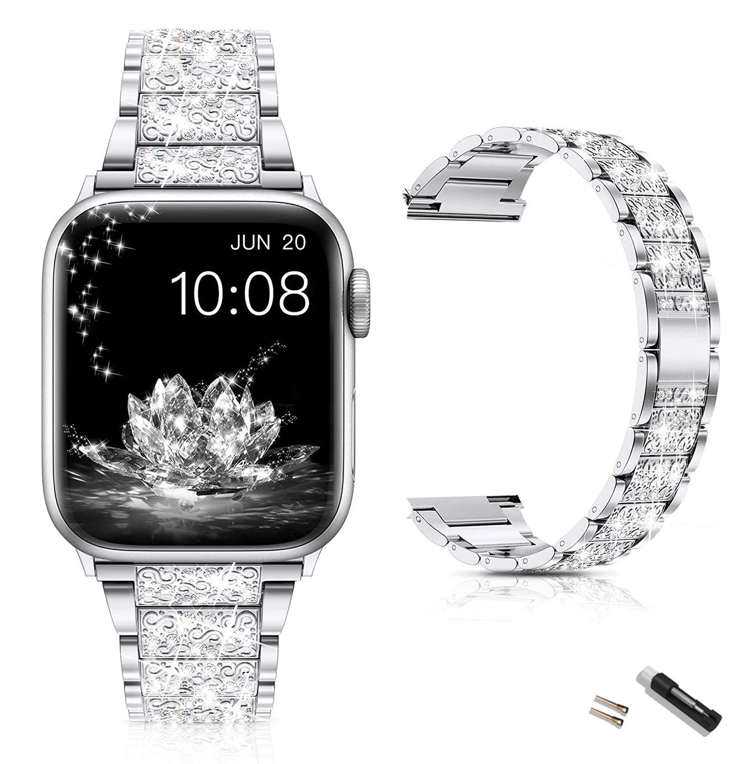Diida Smartwatch-Armband Watch Armband, Armband, für Apple Watch, 38/40/41 mm, Serie1- 7,Silber