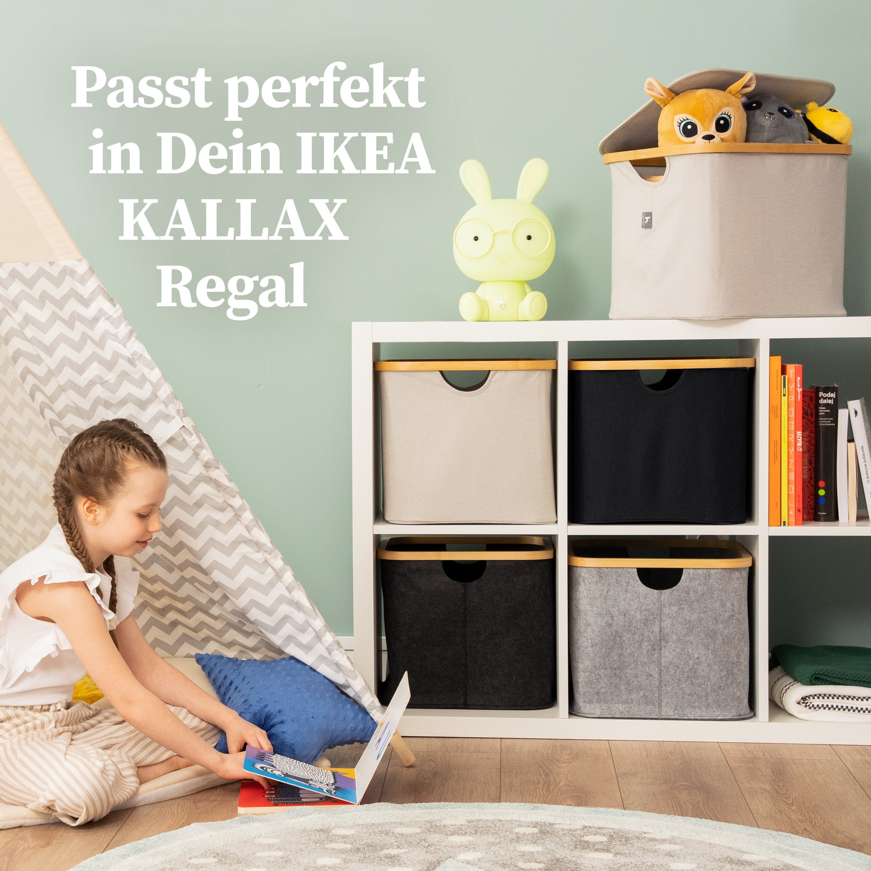 HENNEZ Aufbewahrungskorb Aufbewahrungskorb 40L ohne - Deckel Regal Schwarz Ikea Wäschesammler geeignet