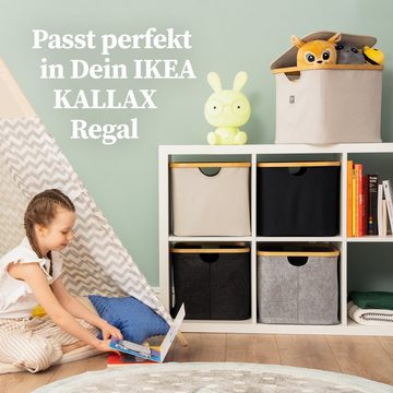 HENNEZ Aufbewahrungskorb Wäschekorb - 40L Perfekt für Kallax Regal, 100% Bambus Rahmen