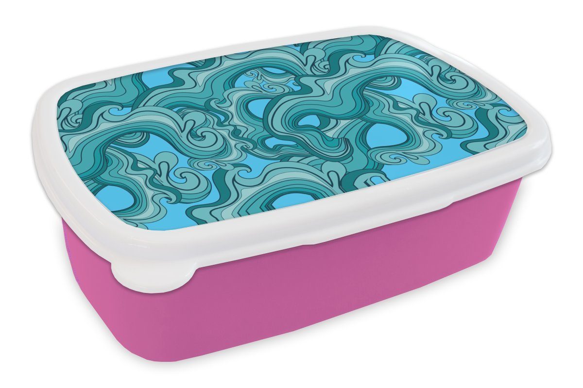 MuchoWow Lunchbox Meer - Muster - Marmor, Kunststoff, (2-tlg), Brotbox für Erwachsene, Brotdose Kinder, Snackbox, Mädchen, Kunststoff rosa