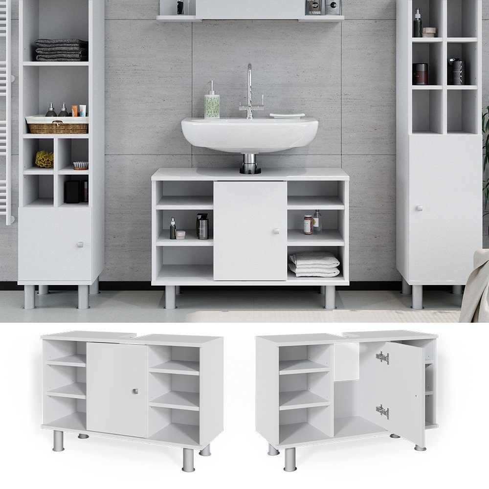 Vicco Waschbeckenunterschrank Fynn, Weiß, 80 x 54 cm (1-St) – Bild 2 von 5