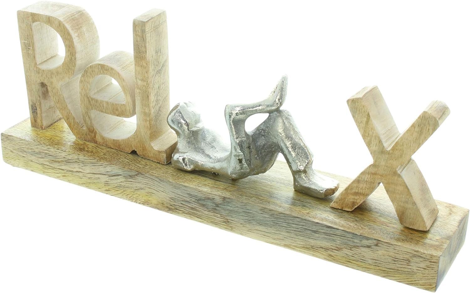 Dekoleidenschaft Deko-Schriftzug "Relax" aus Mangoholz & Aluminium, 32 cm b günstig online kaufen