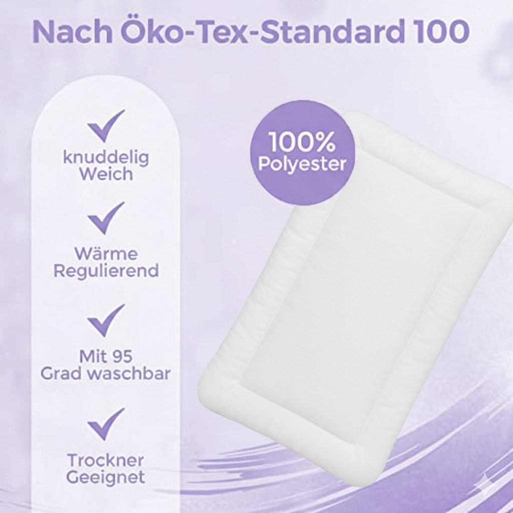 KiGATEX Babykissen Flachkissen, Oeko-Tex zertifiziert, sanft und weich für süße Träume, Allergiker geeignet, pflegeleicht