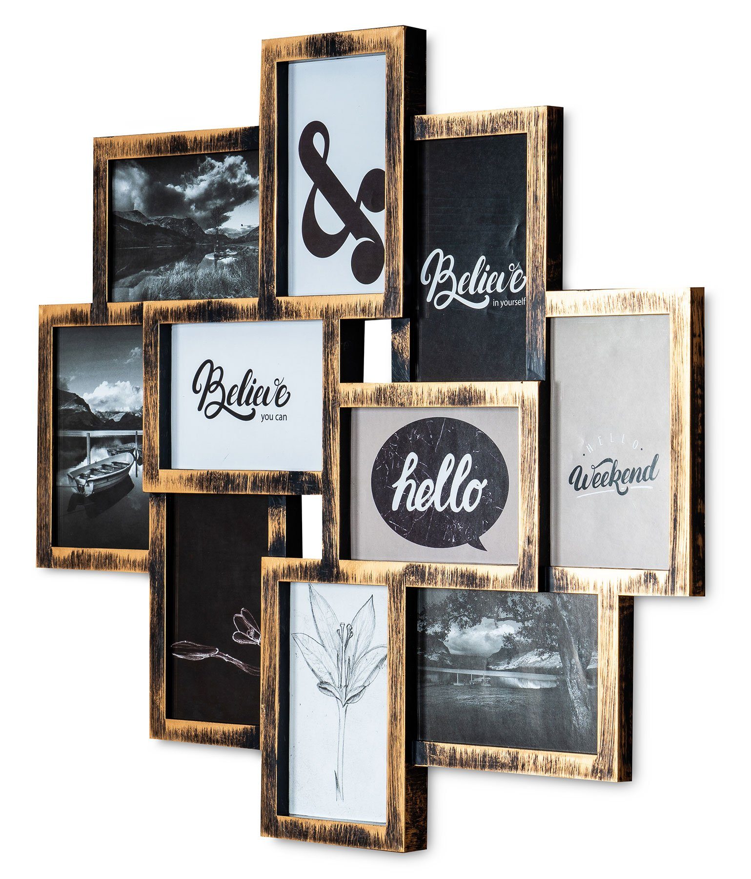 Levandeo® Bilderrahmen Collage, levandeo Bilderrahmen Collage 55x50cm Kupfe günstig online kaufen