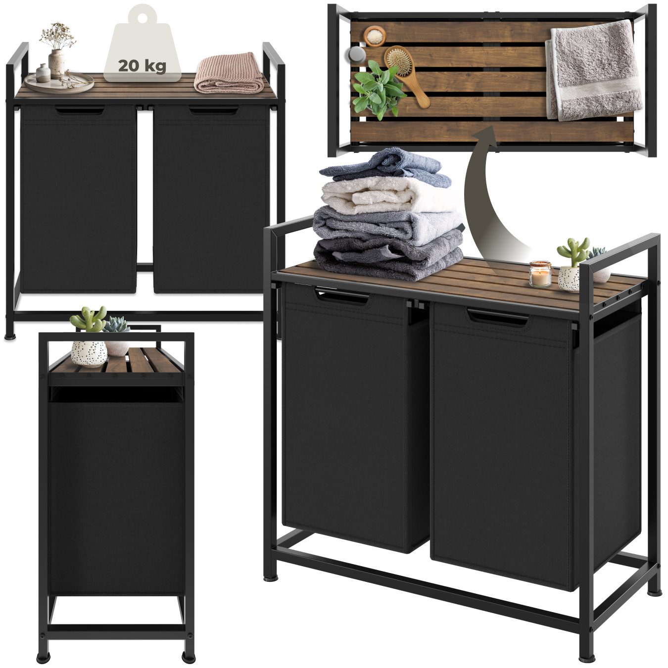 tectake Wäschekorb Wäschesortierer, Industrial-Style, 2 oder günstig online kaufen