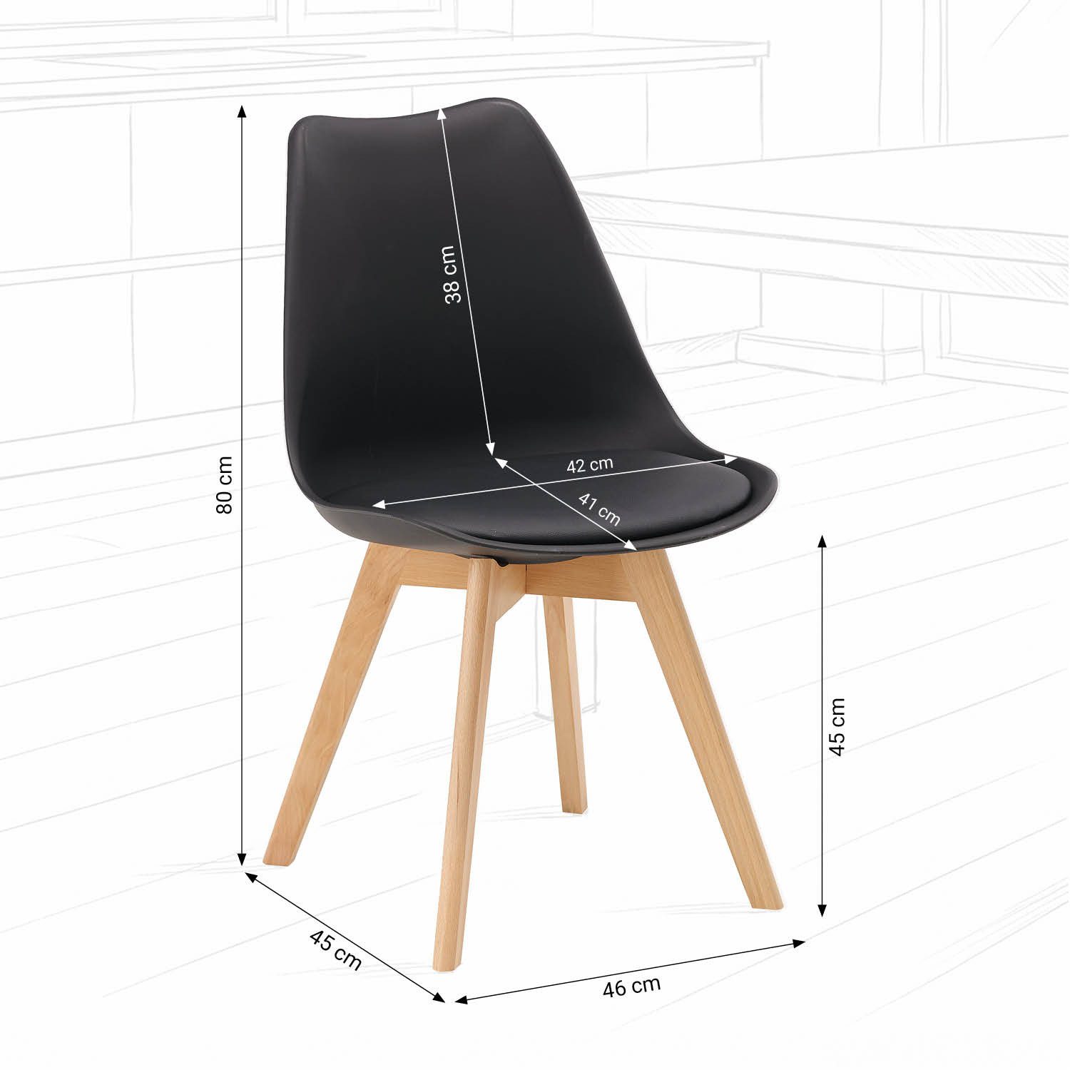 Homestyle4u Küchenstuhl Esszimmerstuhl Esstisch Küche Esszimmer Weiß Grau Schwarz (1 St), Skandinavisch, stabil