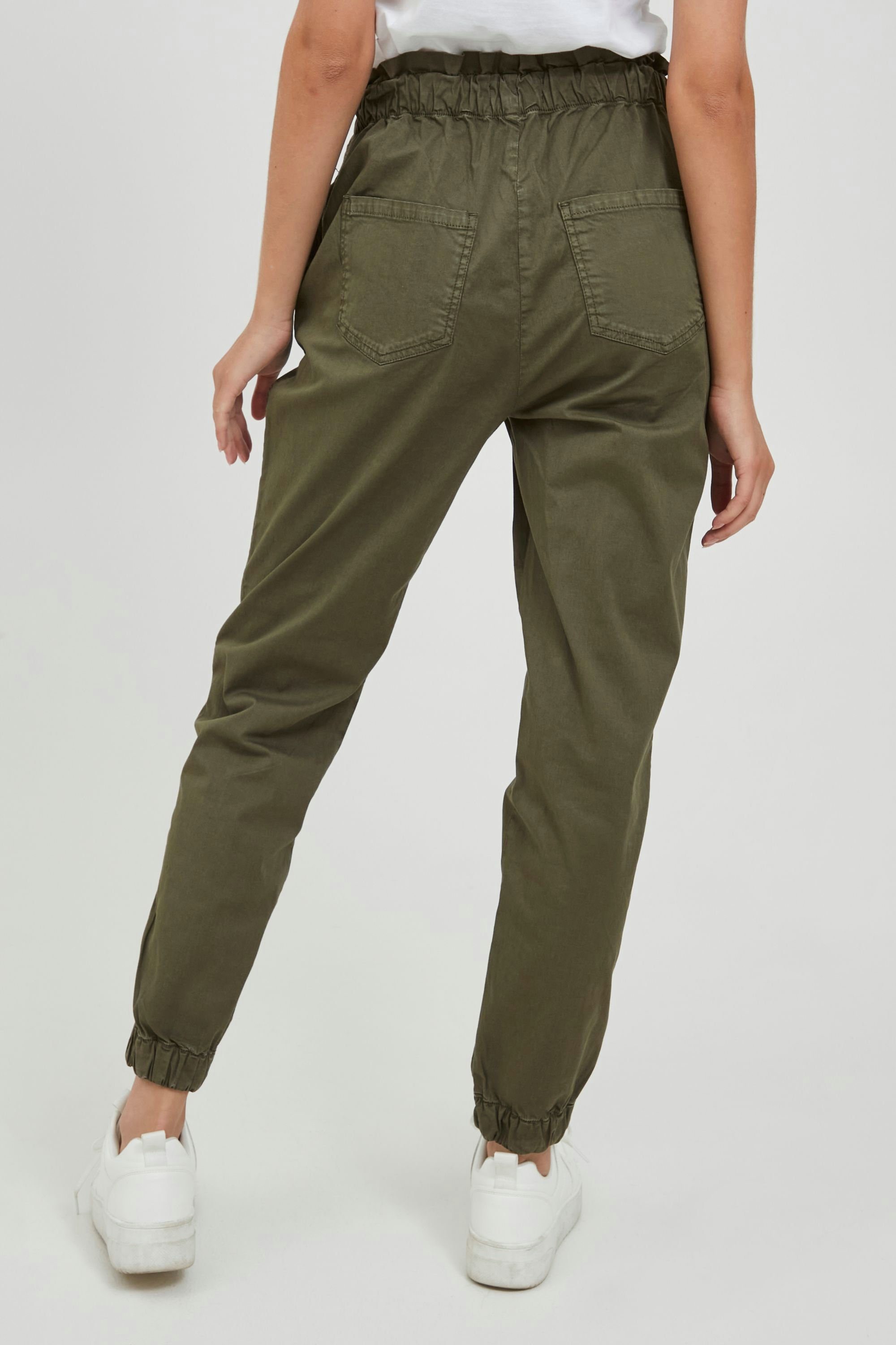 Chinohose mit Paperbag-Bund Chinohose OXMO Ivy OXConzi Green (190512)