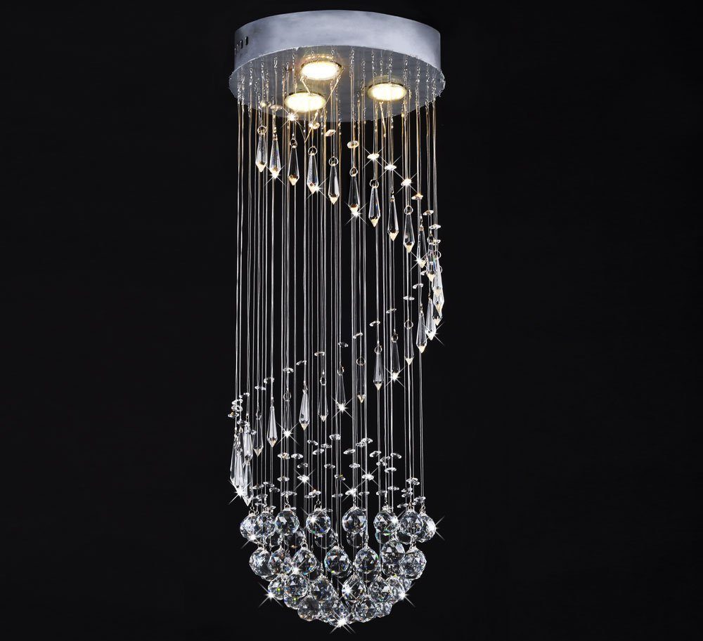LED Kronleuchter Deckenlampe Hängeleuchte Lüster Luxus Schwarz Kristall Acryl 