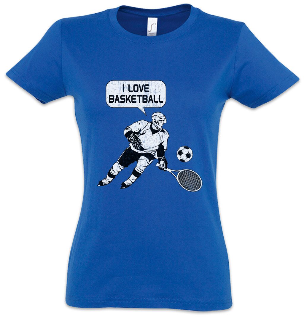 Urban Backwoods Print-Shirt I Love Basketball Damen T-Shirt Tennis Ice Hockey Eishockey Soccer (1-tlg) Fußball Fasching Karneval Sport
