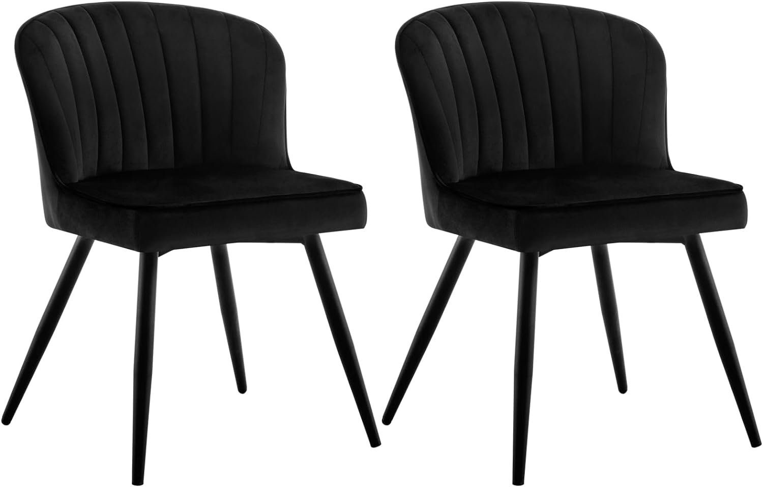 EUGAD Polsterstuhl (2 St), Stühle Esszimmer Modern, aus Samt, Metallbeine Schwarz