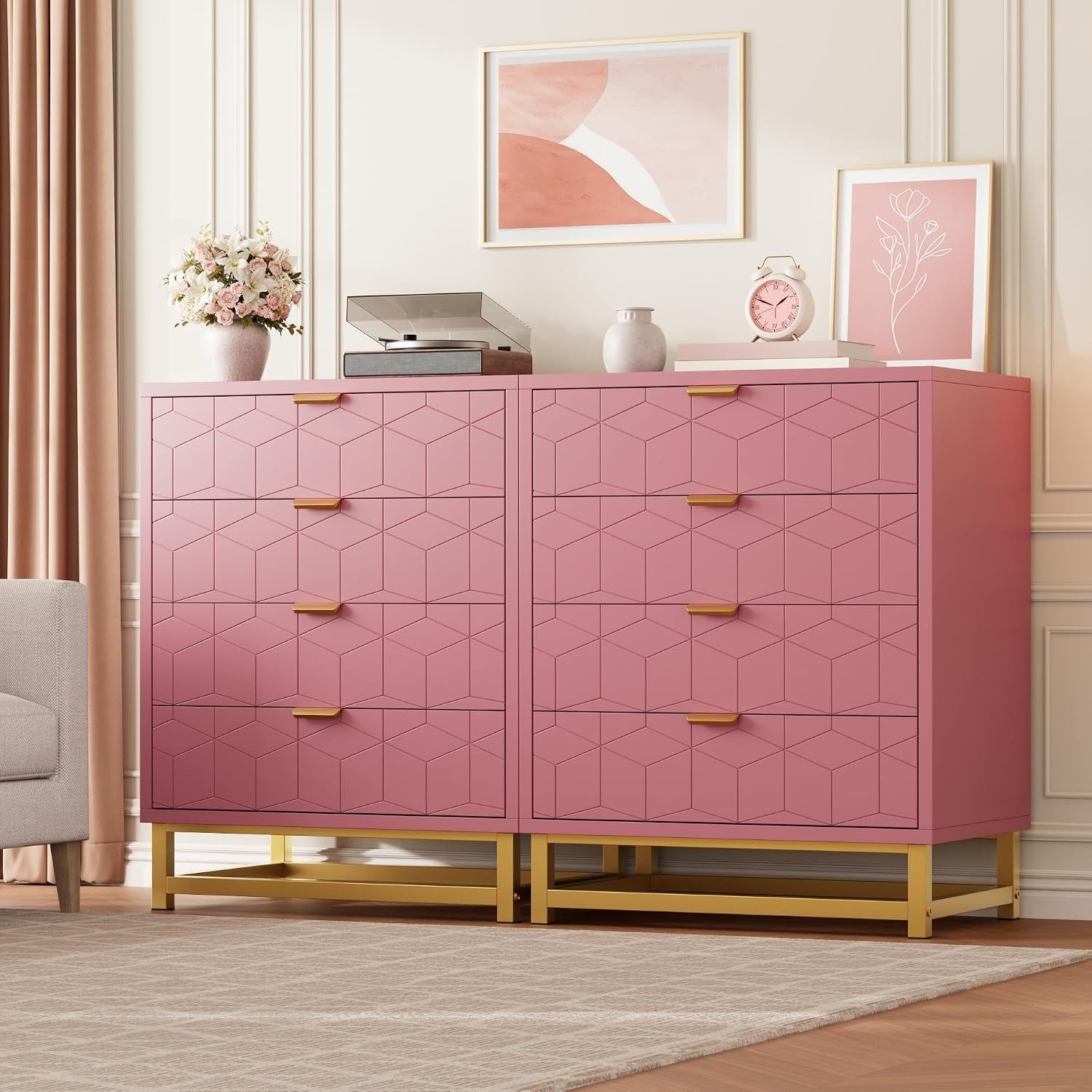 GarveeMore Kommode für Schlafzimmer,Kommode mit 5 Schubladen Metallbeinen,moderne Kommode, großem Stauraum Schubladenkommode für Schlafzimmer,Wohnzimmer und Flu – Bild 5 von 5