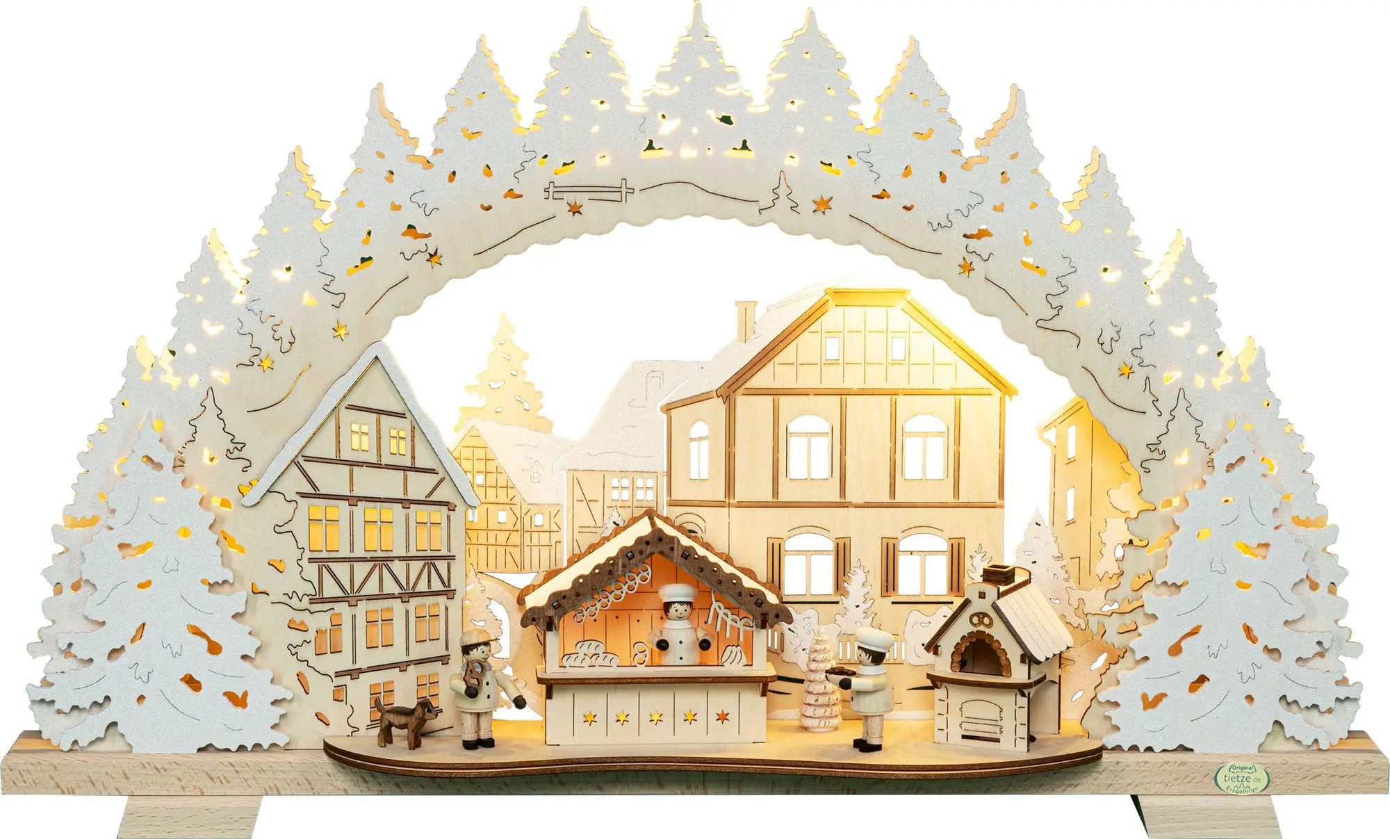 Tietze Erzgebirgsdesign LED Schwibbogen Weihnachtsbäckerei beschneit, 52x31,5x7 cm (BxHxT)