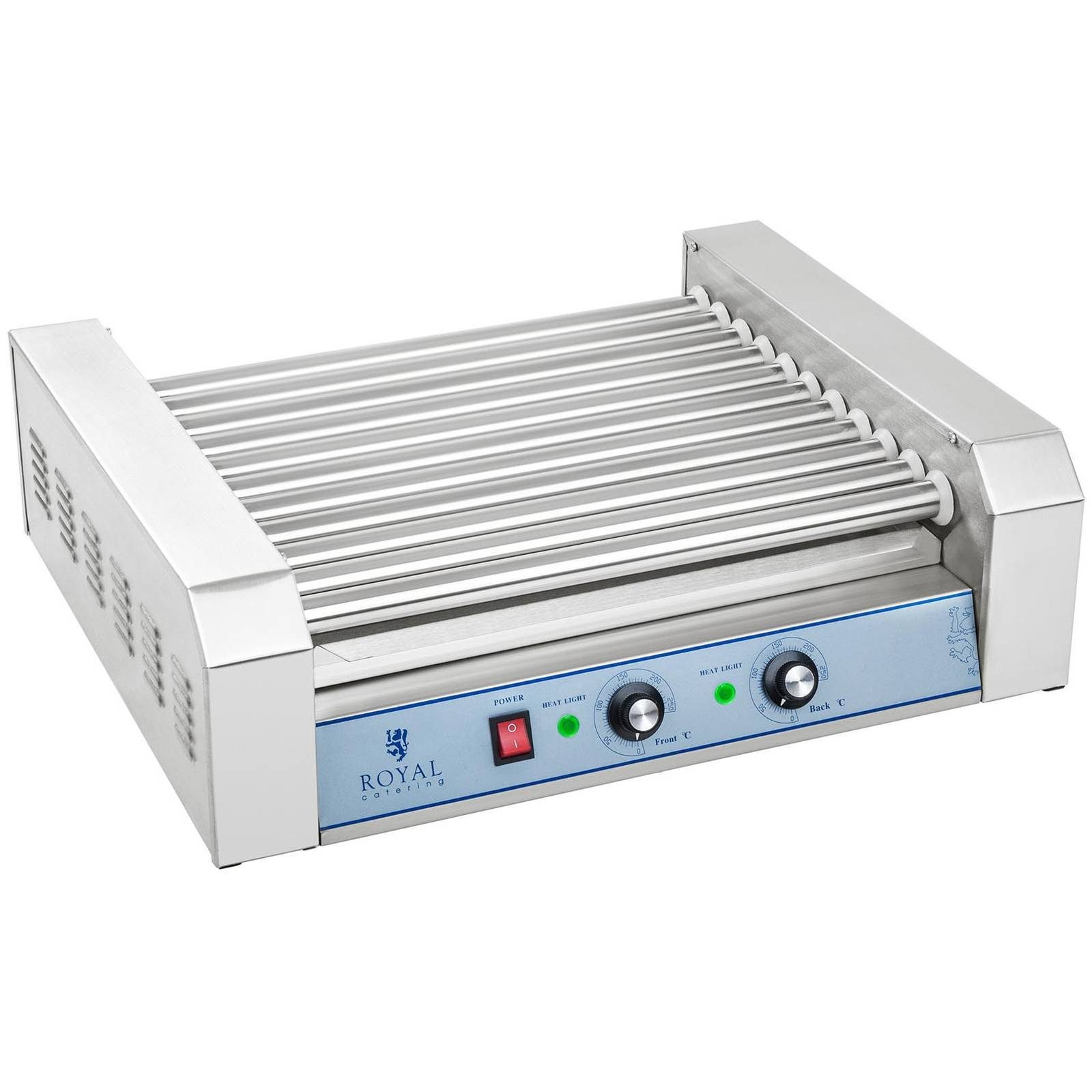 Royal Catering Elektrogrill Hot Dog Maker Grill Gerät Hotdog Edelstahl 11 Rollen 2200 W Gastro, 1850 W, verschiedene Größen