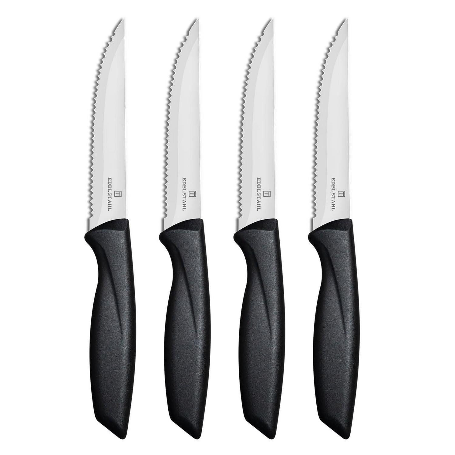 LuxusKollektion Steakmesser Steakmesser Set 4tlg Edelstahl Wellenschliff silber