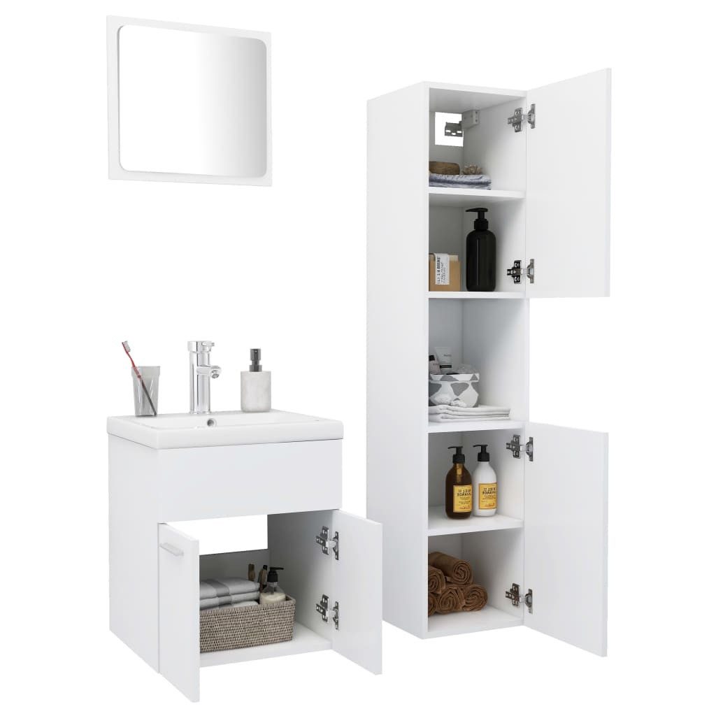 vidaXL Badezimmer-Set Badmöbel-Set Weiß Holzwerkstoff, (1-St) günstig online kaufen
