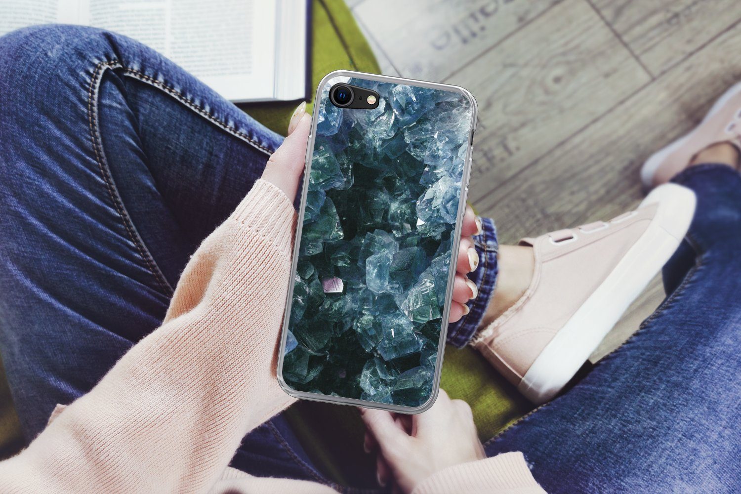 MuchoWow Handyhülle für Apple iPhone 8 Edelsteine und Mineralien - Kristall - Naturstein, Smartphone-Bumper, Print, Handy Schutzhülle Dünn