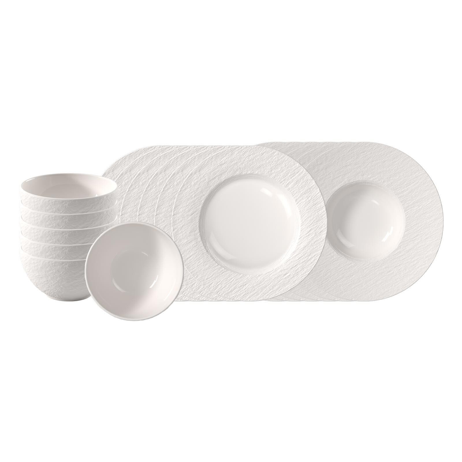 Villeroy & Boch Kombiservice Manufacture Ice Starter-Set 18er Set (18-tlg), 6 Personen, Porzellan