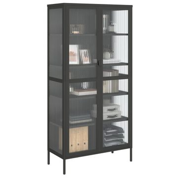 vidaXL Highboard Highboard Schwarz 85x40x180 cm Glas und Stahl