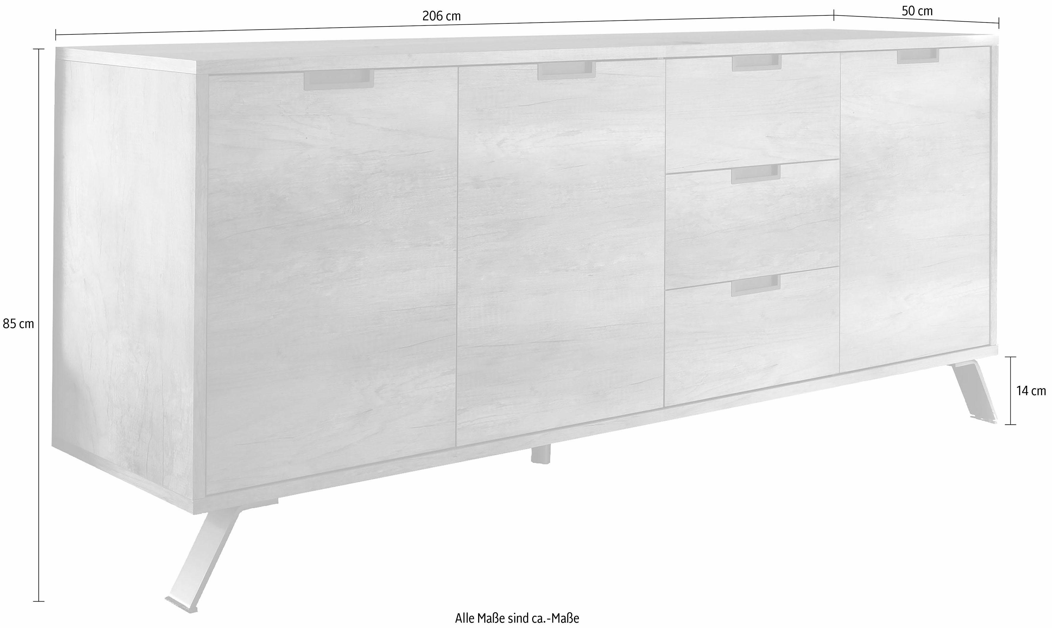 LC Sideboard Palma, Breite 206 cm, 3 Schubkästen