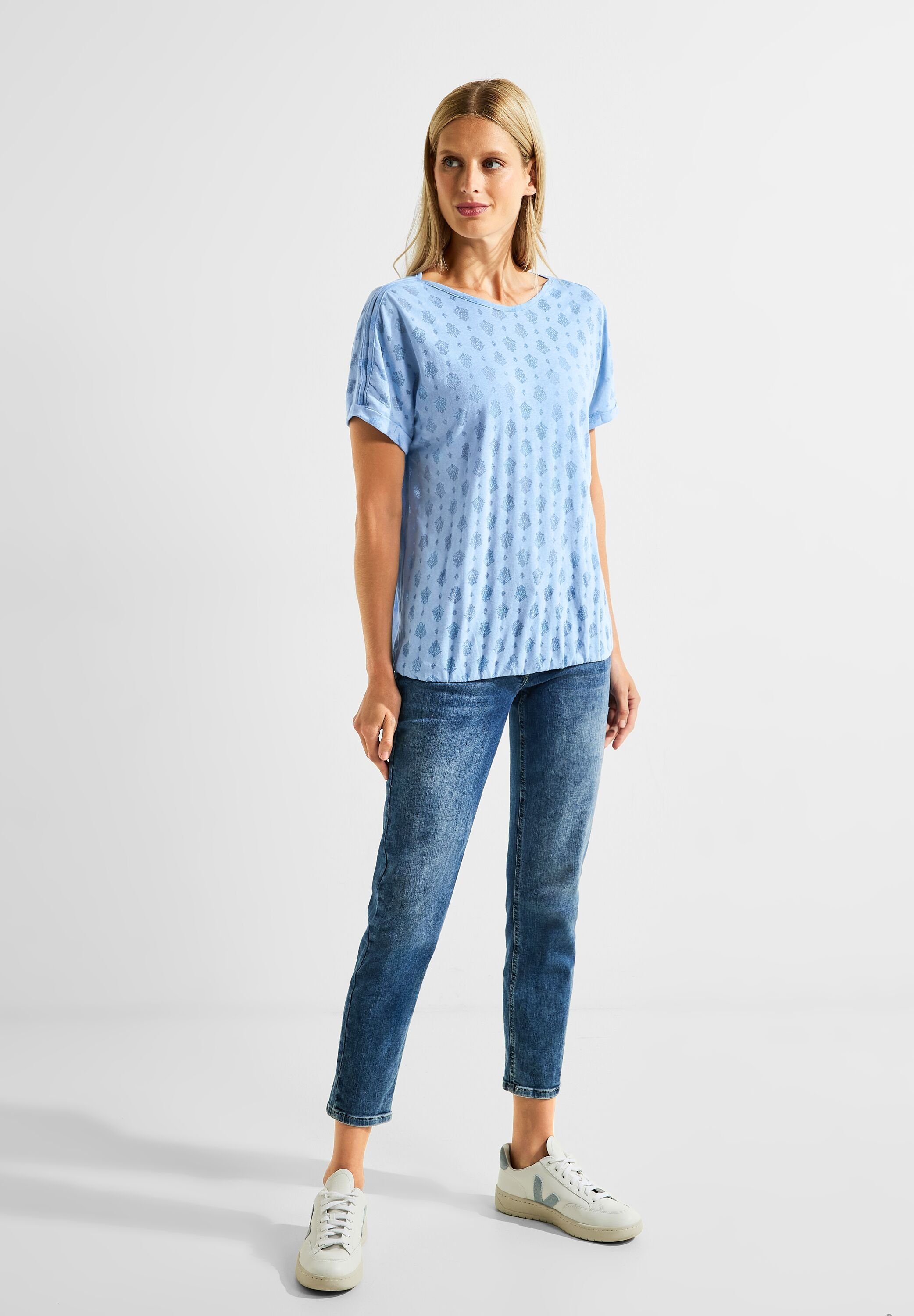 blue in T-Shirt Cecil tranquil Unifarbe