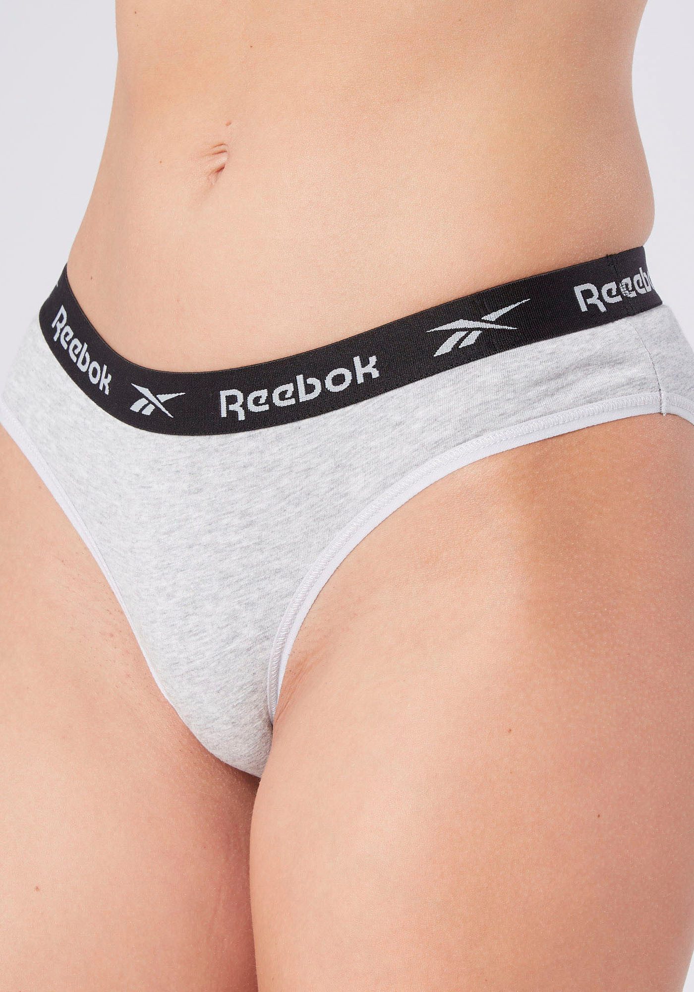 Reebok Bikinislip CARINA eng, basic, bequem, mit Logo, breiter Bund, Baumwollmix