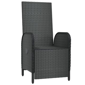 furnicato Gartenstuhl Garten-Relaxsessel mit Kissen 2 Stk. Poly Rattan Schwarz