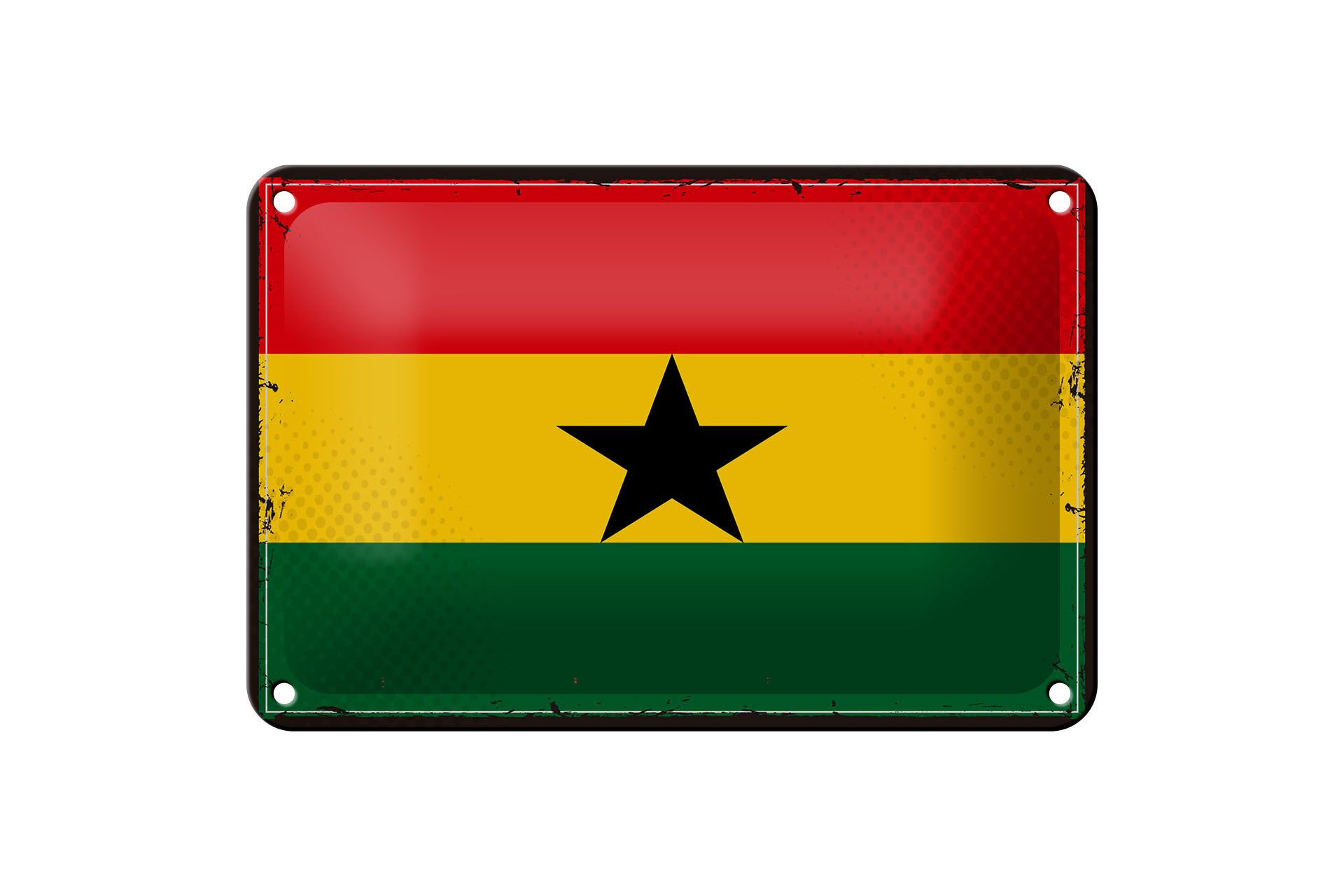 Femer GmbH Metallschild Flagge Ghanas 18x12cm Retro Flag of Ghana, (1 St), gewölbte Oberfläche, abgerundete Ecken, umgeschlagene Kanten