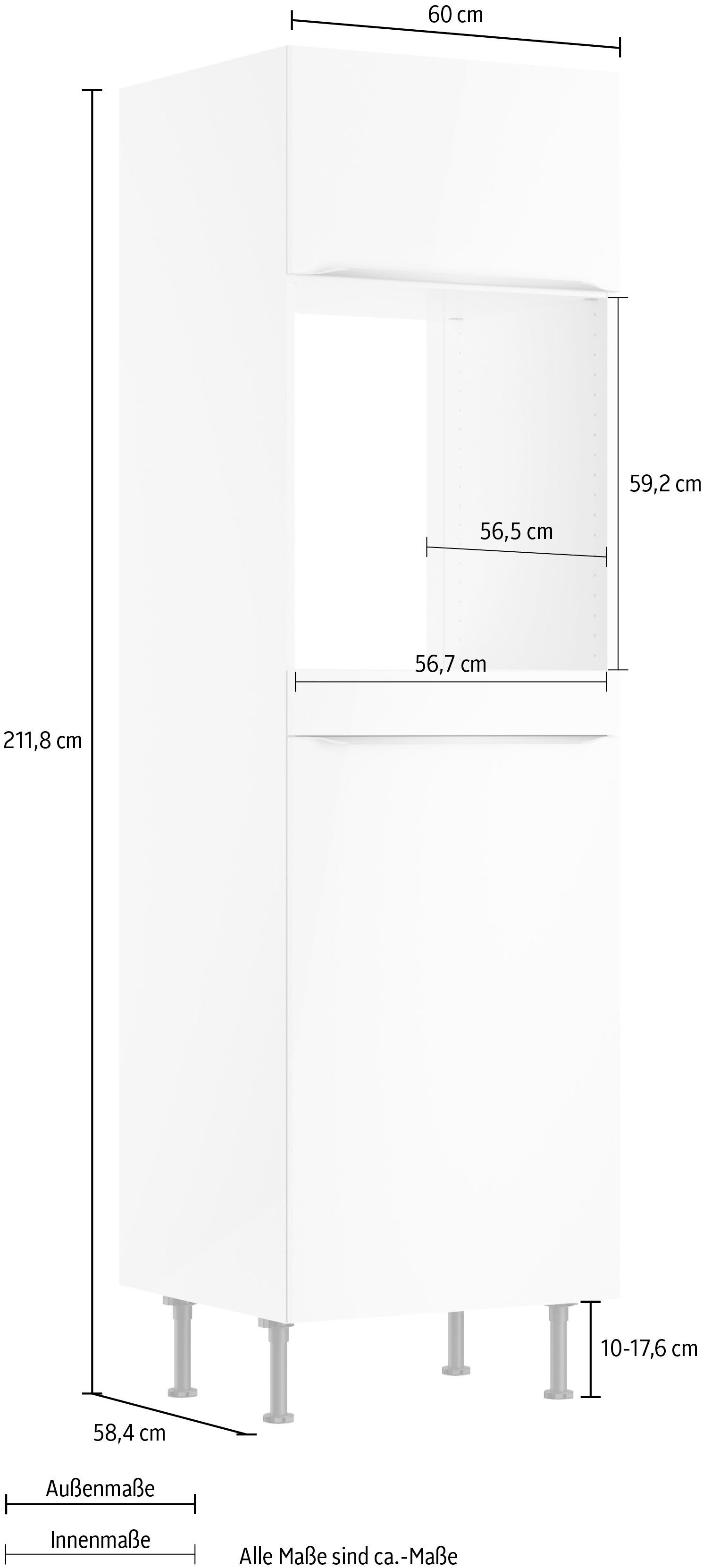 Hochglanz-weiß | Backofenumbauschrank weiß Aken weiß OPTIFIT