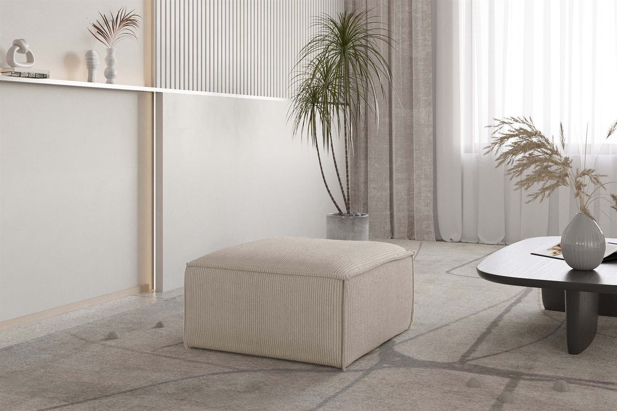 Fun Möbel Polsterhocker Designerhocker CELES PREMIUM in Stoff Scala (85x85x40 cm oder 65x65x40 cm), in 2 Größen