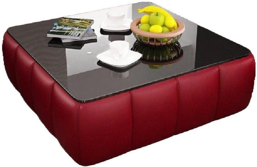 Xlmoebel Couchtisch Glastisch mit Lederdetails - elegantes Design für Ihr Zuhause (Couchtisch), Hergestellt in Europa
