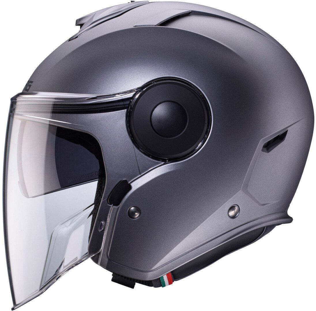 Caberg Motorradhelm Soho Jethelm, vorbereitet für Kommunikationssystem,integriertes Sonnenvisier