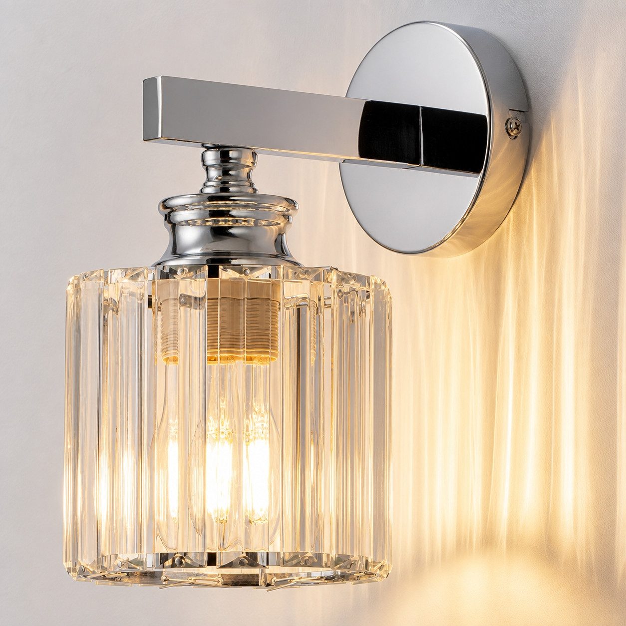 Nettlife Wandleuchte Kristall moderne Wandlampe E27 Wandbeleuchtung als Nachttischlampe, ohne Leuchtmittel, für Schlafzimmer, Wohnzimmer, Flur, Treppenhaus