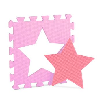 relaxdays Spielmatte 36 x Puzzlematte Sterne rosa-pink